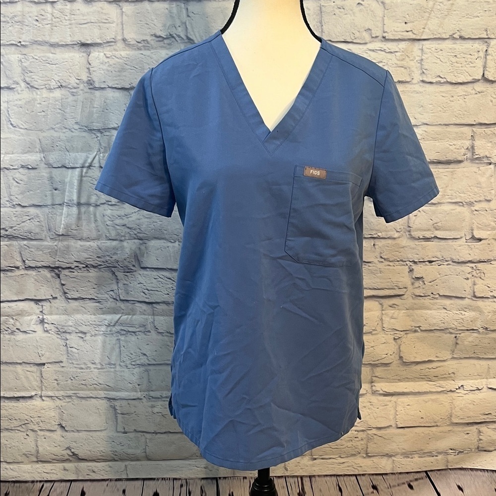 Figs Caterina Short Sleeve Scrub Top Shirt Technical Collection Size Small Blue
